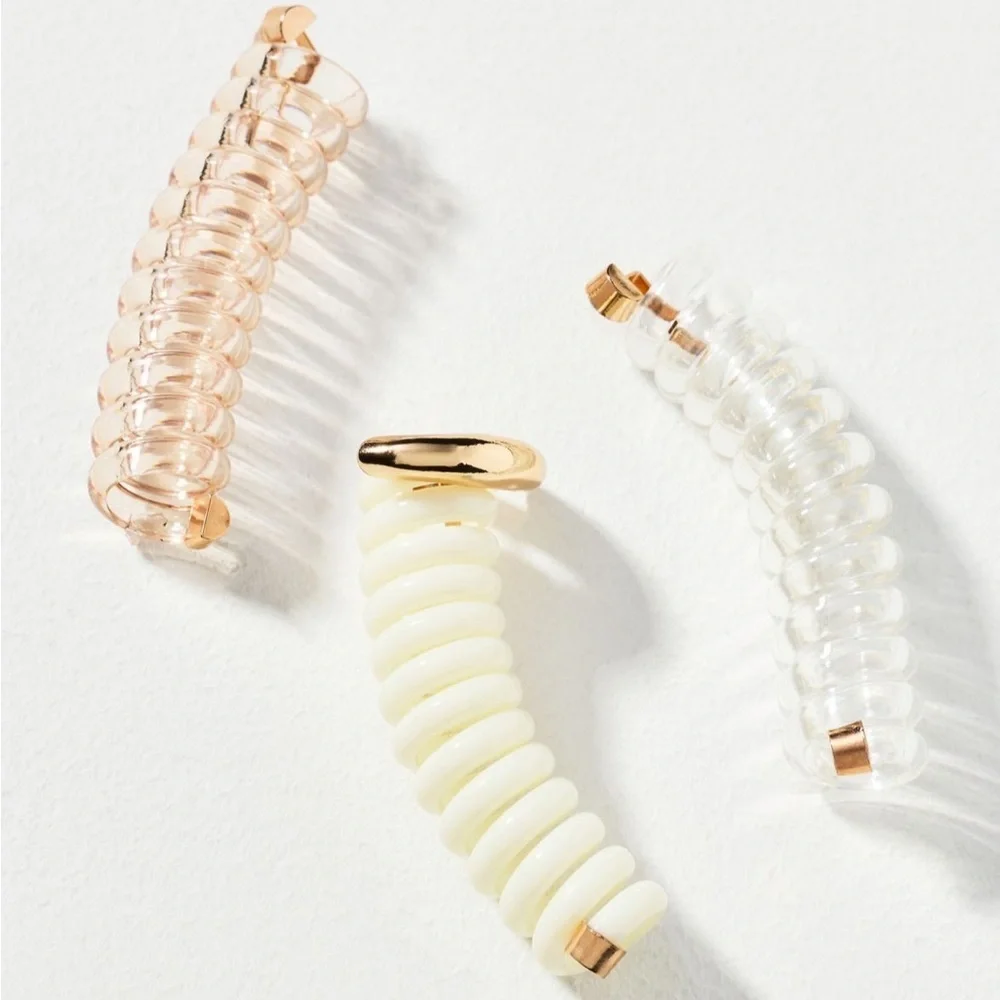 Anthropologie Set Of 3 Spiral Hair Coil Ties for Braids and Ponytails